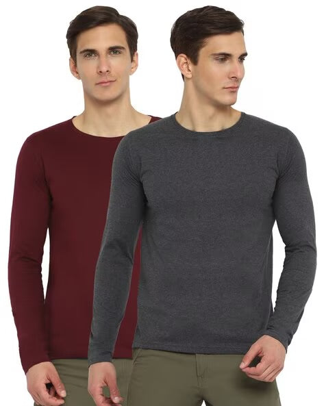 Pack of 2 Solid T shirt Full sleeve